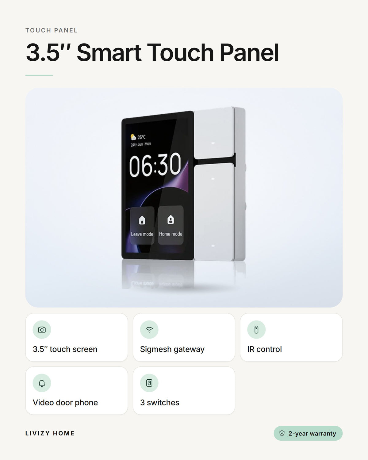 3.5″ Smart Touch Panel – features
