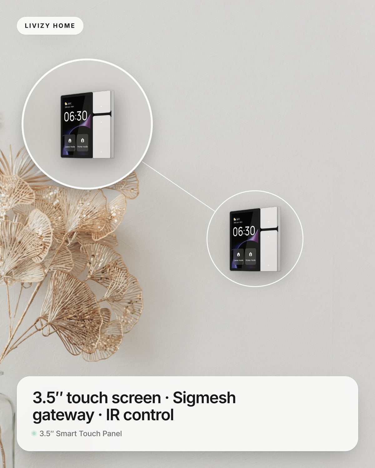 3.5″ Smart Touch Panel – shown in a home