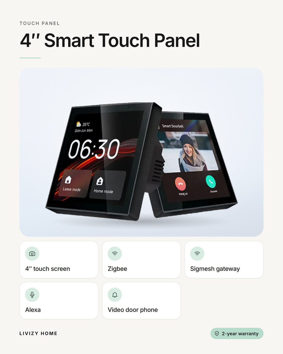 4″ Smart Touch Panel – features