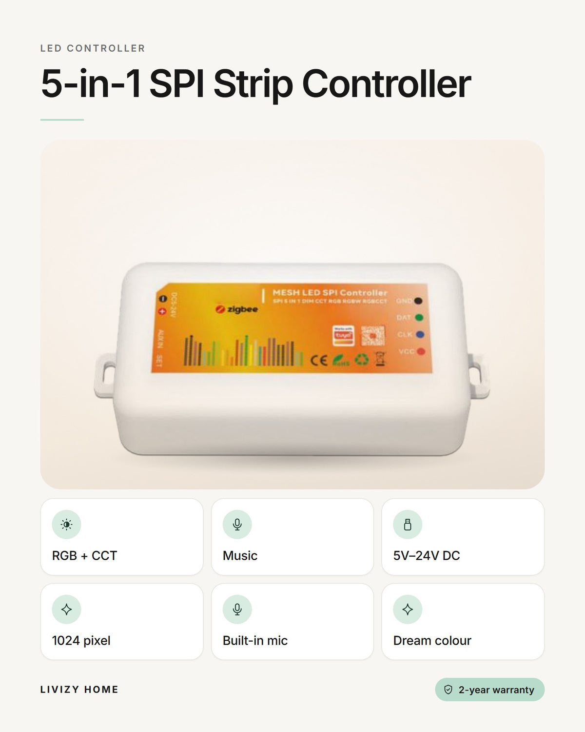 5-in-1 SPI Strip Controller – features