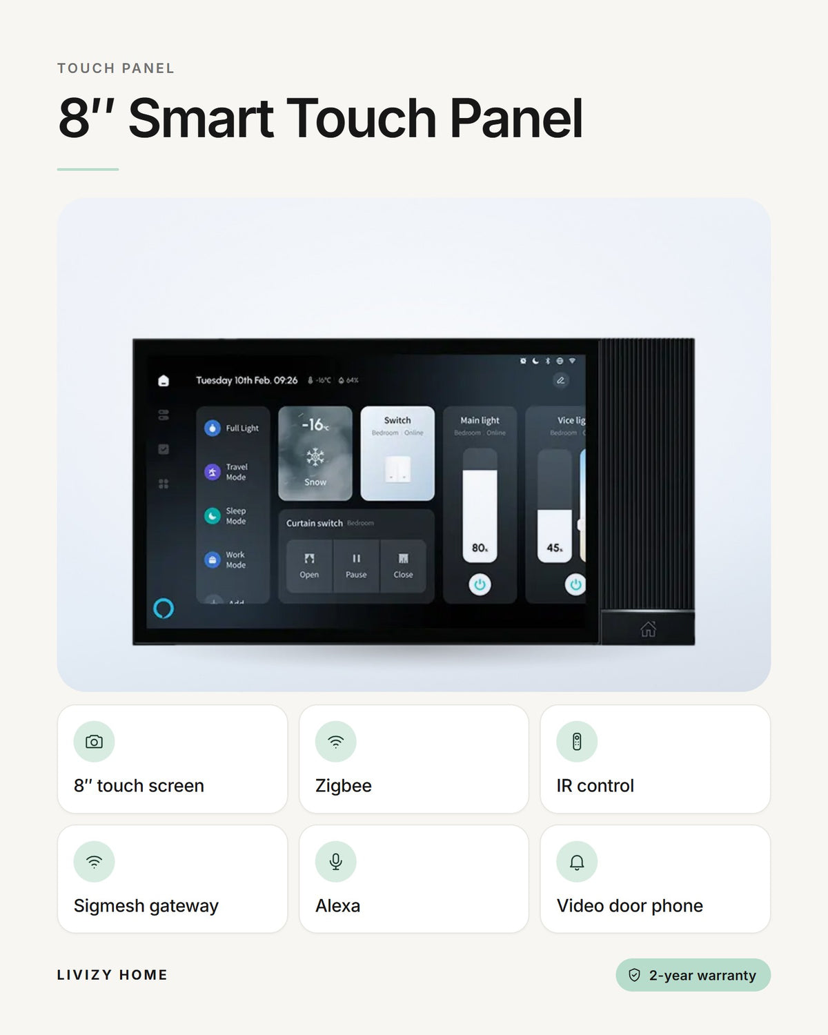 8″ Smart Touch Panel – features