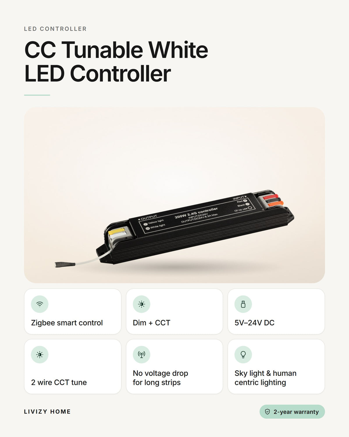 CC Tunable White LED Controller – features