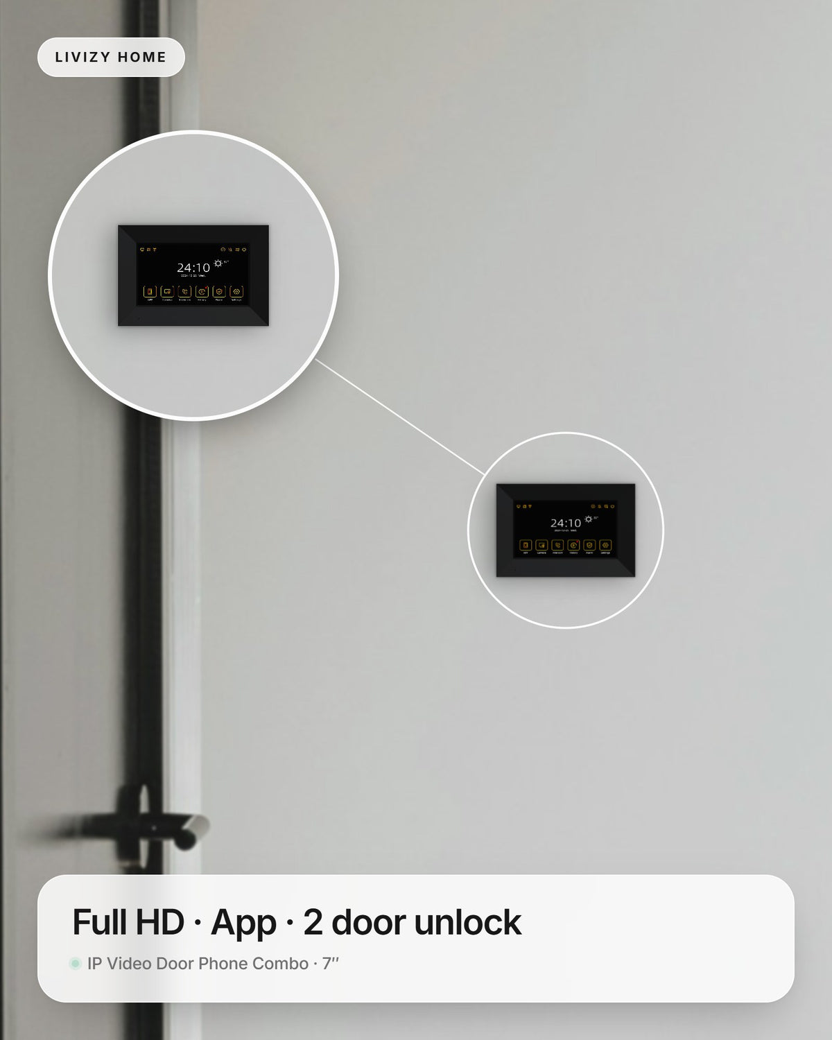 IP Video Door Phone Combo · 7″ – shown in a home