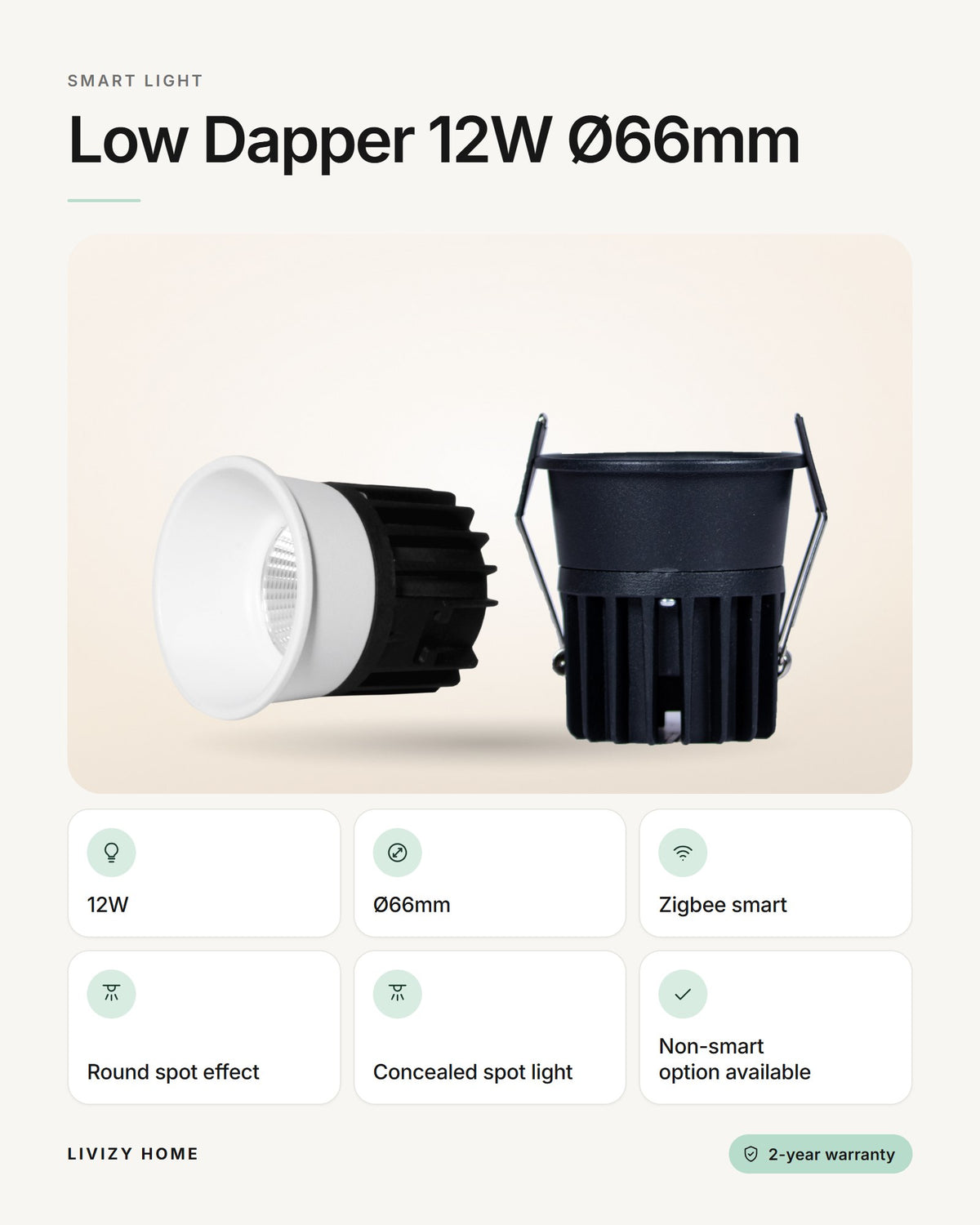 Low Dapper 12W Ø66mm – features