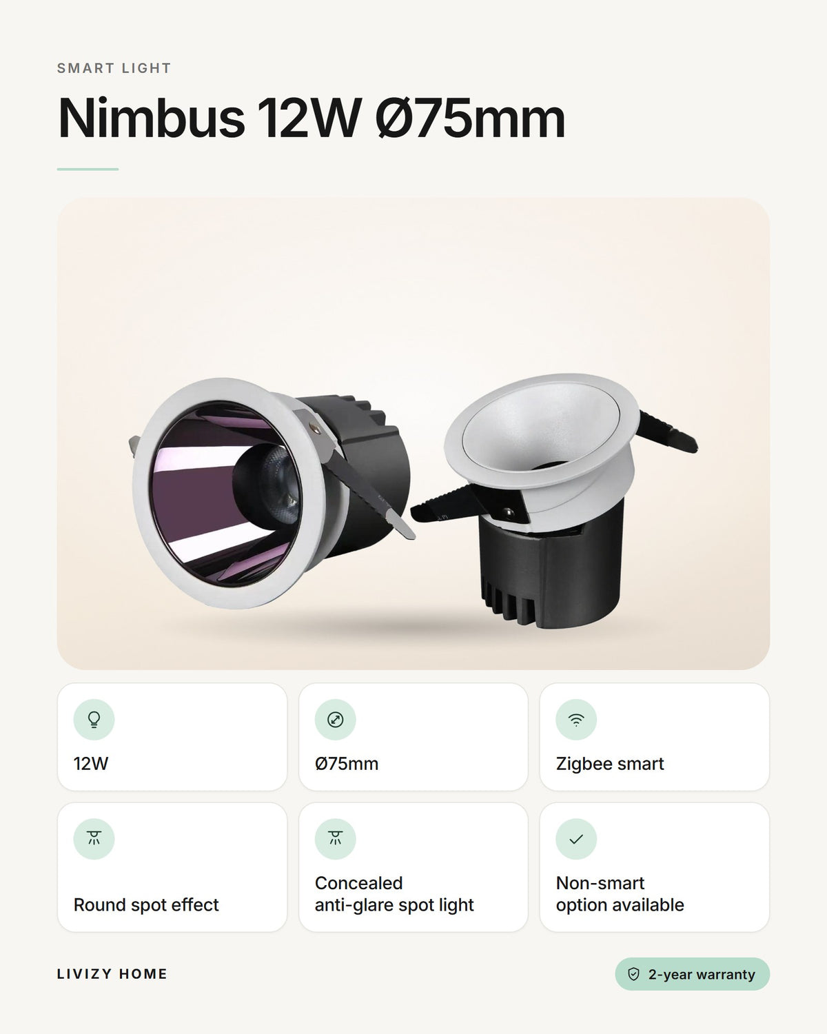 Nimbus 12W Ø75mm – features