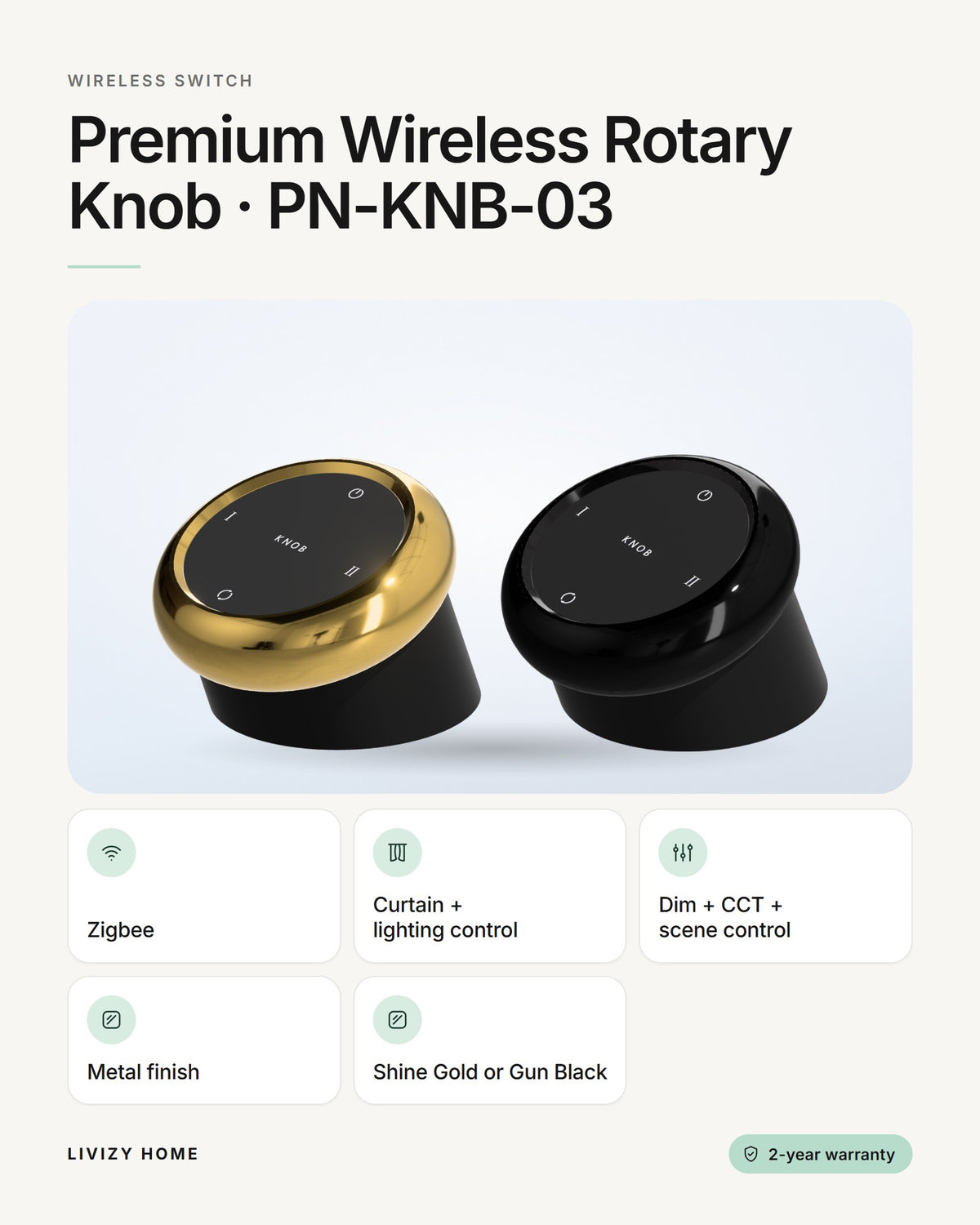 Premium Wireless Rotary Knob · PN-KNB-03 – features