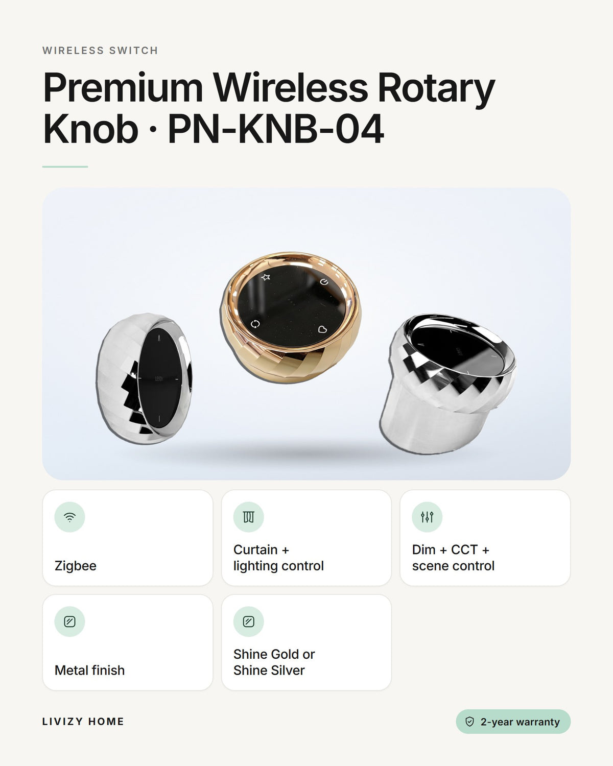 Premium Wireless Rotary Knob · PN-KNB-04 – features