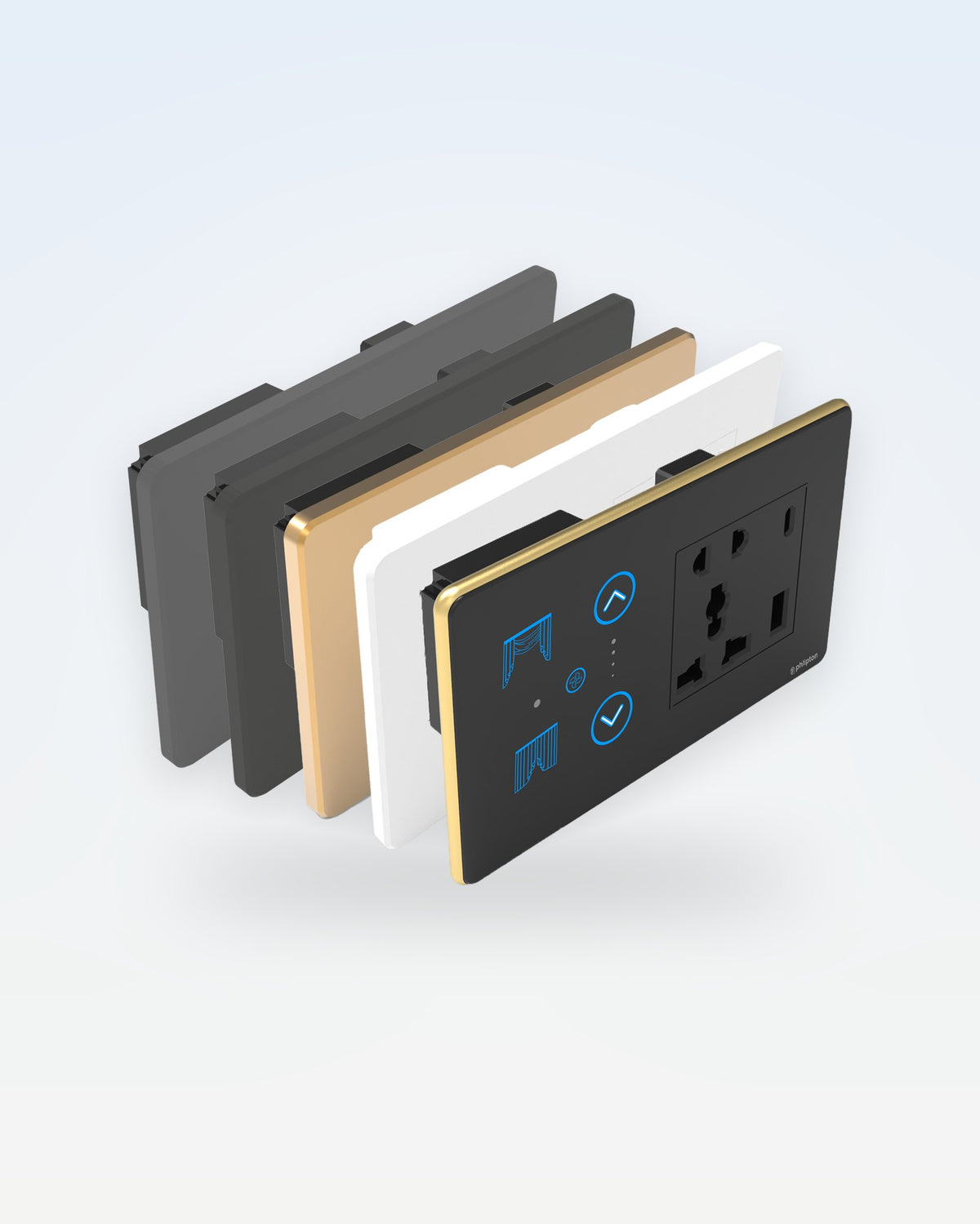 Series 5 Touch Panel · 4M – 1 Fan + 1 Curtain + Socket