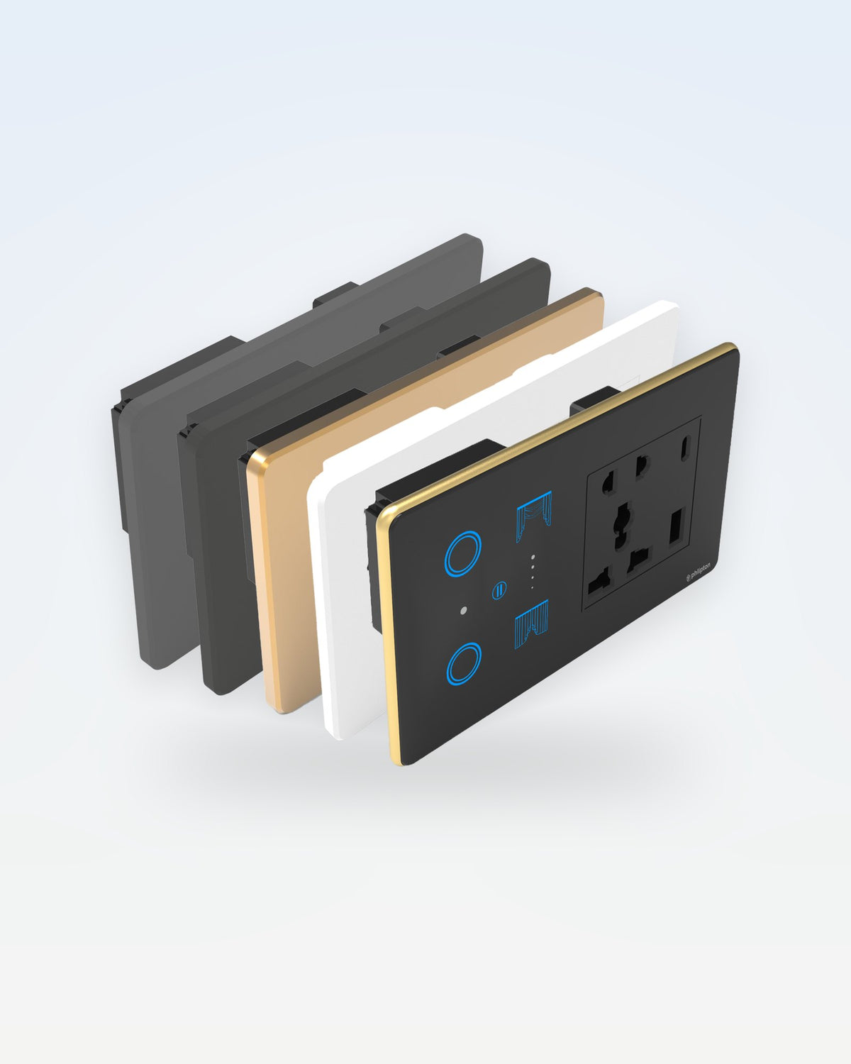 Series 5 Touch Panel · 4M – 2 Switch + 1 Curtain + Socket