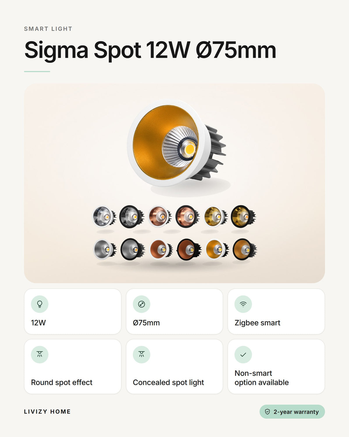 Sigma Spot 12W Ø75mm – features