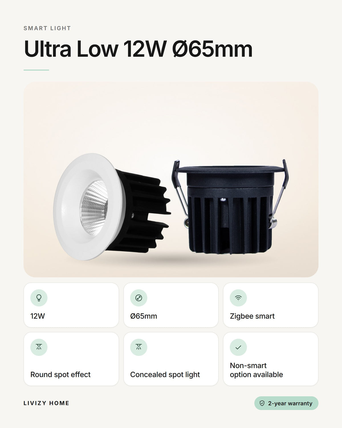 Ultra Low 12W Ø65mm – features