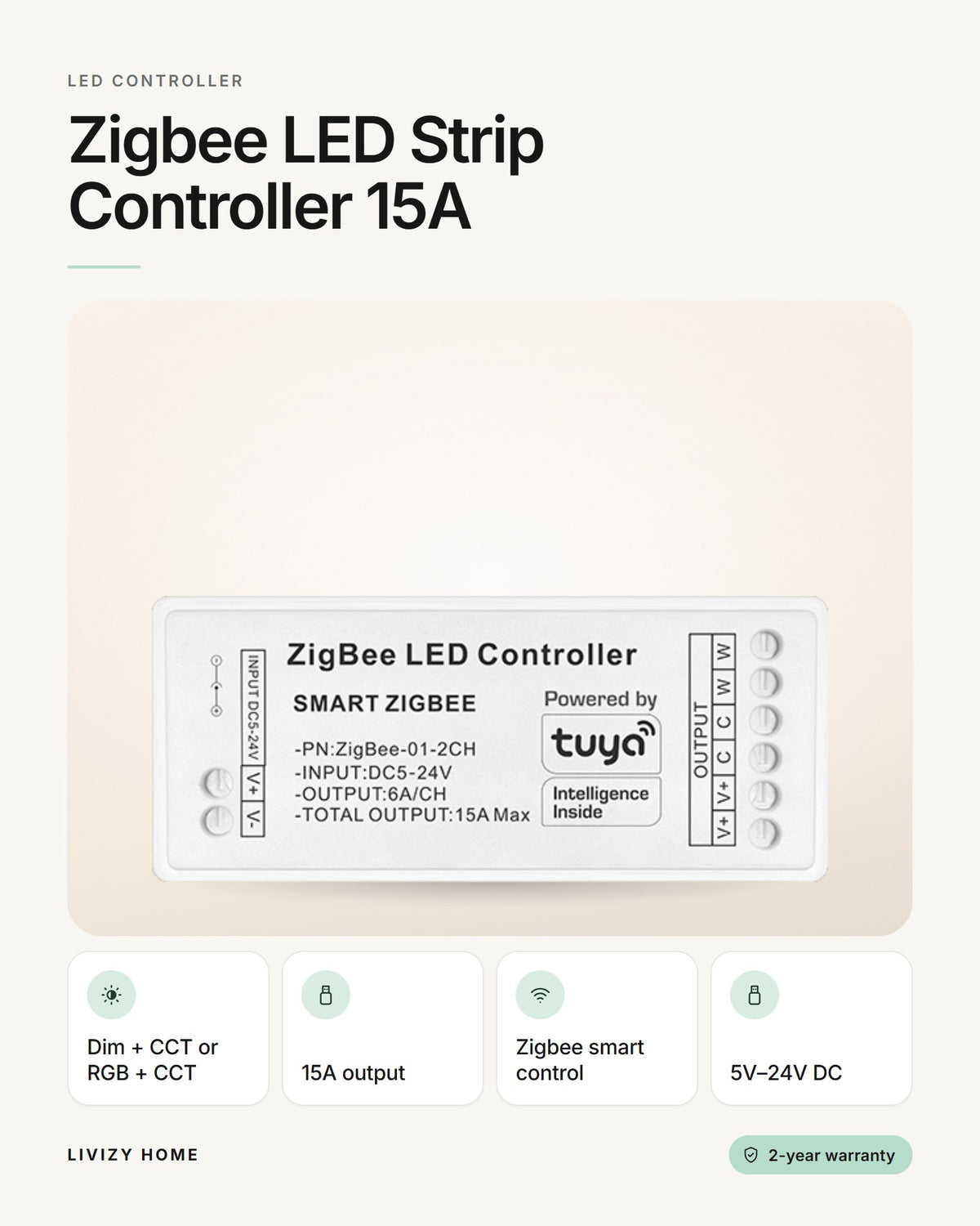 Zigbee LED Strip Controller 15A – features